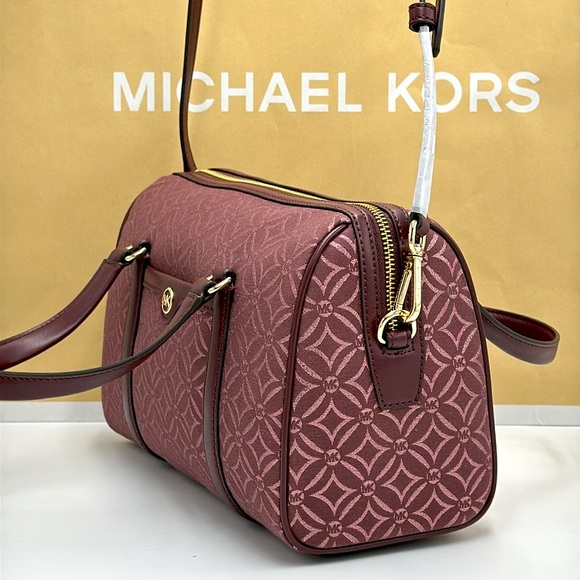 MICHAEL KORS JST TRAVEL MEDIUM DUFFLE SATCHEL SHOULDER CROSSBODY BAG MK OXBLOOD - Picture 4 of 14